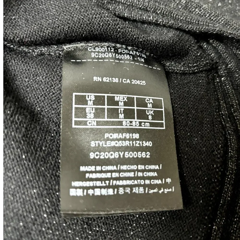 Guess Black Glitter Plunge Zip Wrap Knit Event Evening Holiday Party Sweater M - Picture 5 of 5